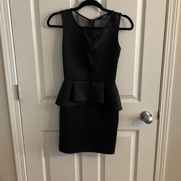 GUESS? Black Scuba Peplum/Mesh Dress - Picture 2 of 3